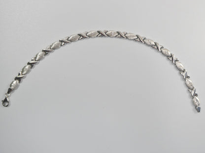 Sterling Silver XOXO Heart Anklet Bracelet - 14K White Gold Finish
