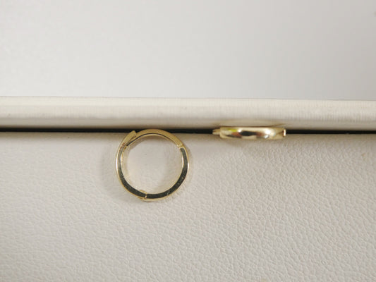 real 10k solid yellow gold tiny simple 9mm hoop huggie earrings
