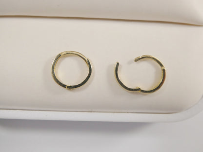 Real 10k Solid Yellow Gold Tiny Simple 9mm Hoop Huggie Earrings