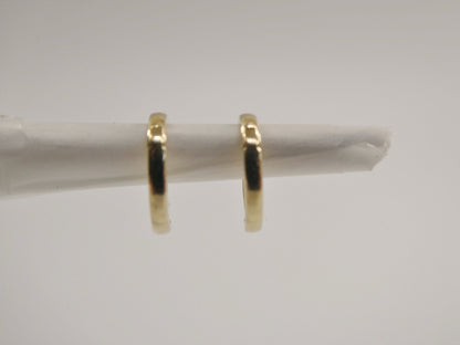 Real 10k Solid Yellow Gold Tiny Simple 9mm Hoop Huggie Earrings