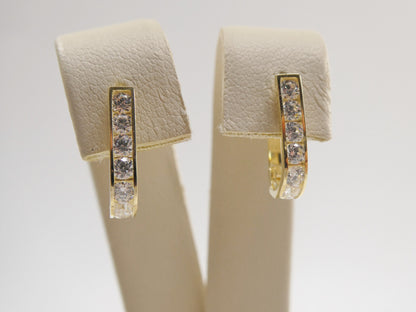 Real 10k Solid Yellow Gold Birthstone Color Straight Line French Back Earrings