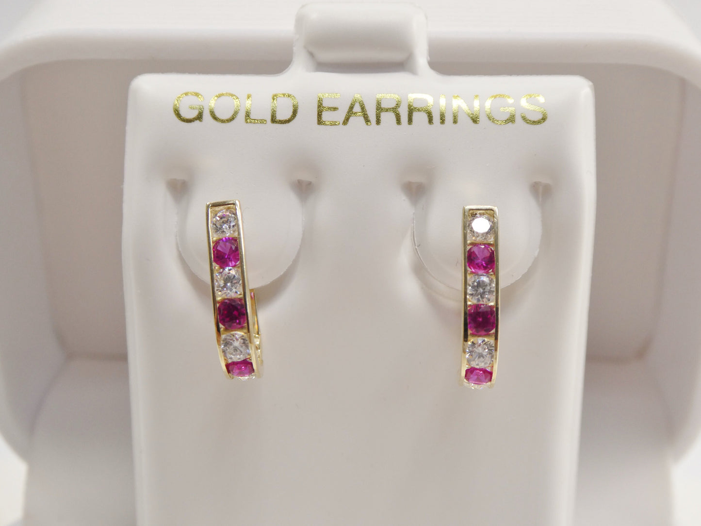 Real 10k Solid Yellow Gold Birthstone Color Straight Line French Back Earrings