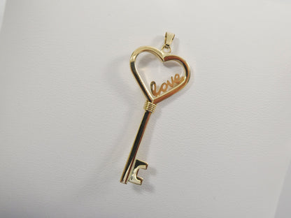 Women's 14k Real Solid Yellow Gold Love Key Charm Pendent