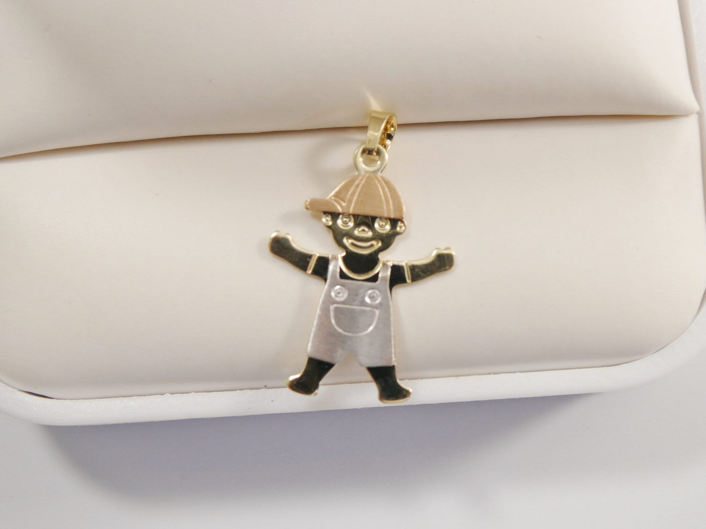 14k real solid yellow gold tri color small boy girl charm pendent
