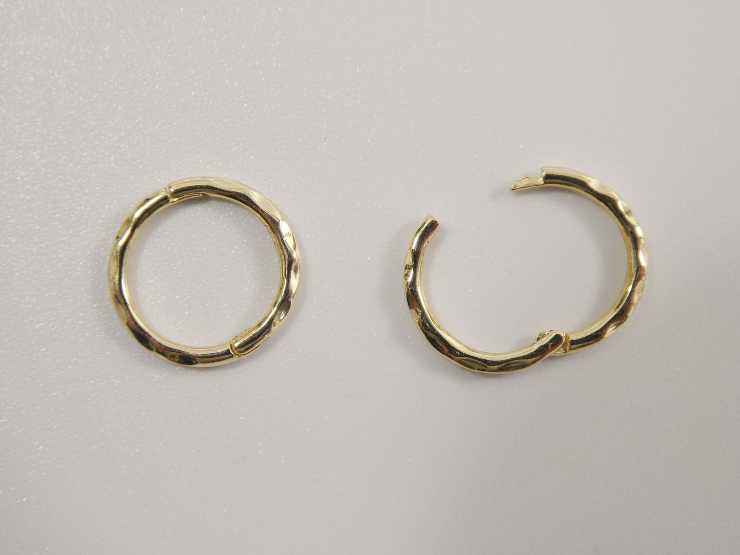 Solid Yellow Gold Diamond Cut Hoop Earrings, Hidden Lock Clasp