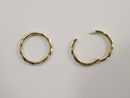 Solid Yellow Gold Diamond Cut Hoop Earrings, Hidden Lock Clasp