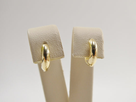 real 10k solid yellow gold 10.5mm small plain high polish finish hoop huggie earrings