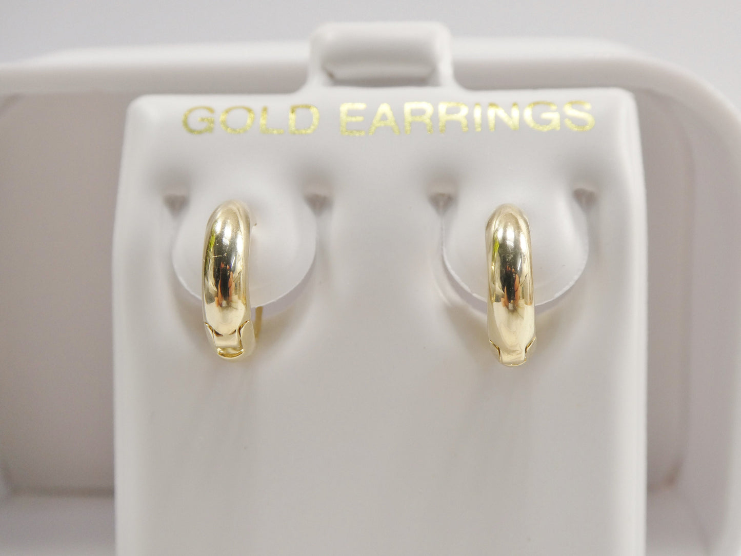 Real 10k Solid Yellow Gold 10.5mm Small Plain High Polish Finish Hoop Huggie Earrings