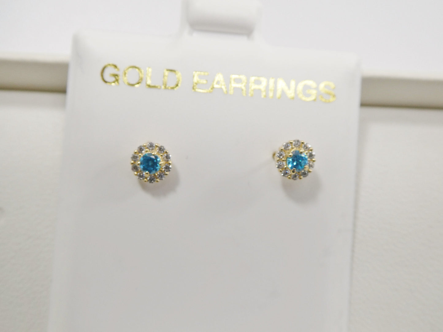 10k Real Solid Yellow Gold Screw Back Children Birth Stone Earrings Round Shape