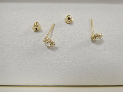 10k Real Solid Yellow Gold Screw Back Children Birth Stone Earrings Round Shape