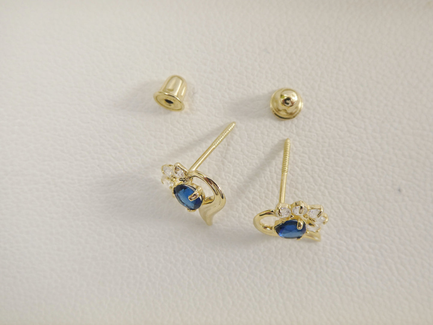 10k Real Solid Yellow Gold Screw Back Children Birthstone Earrings Heart Shape