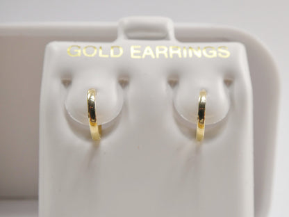 Real 10k Solid Yellow Gold Tiny Simple 9mm Hoop Huggie Earrings