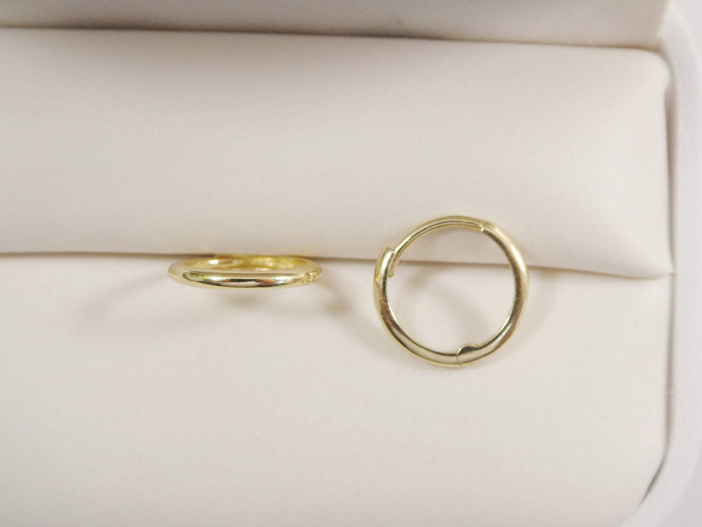 real 10k solid yellow gold tiny simple 12mm hoop huggie earrings