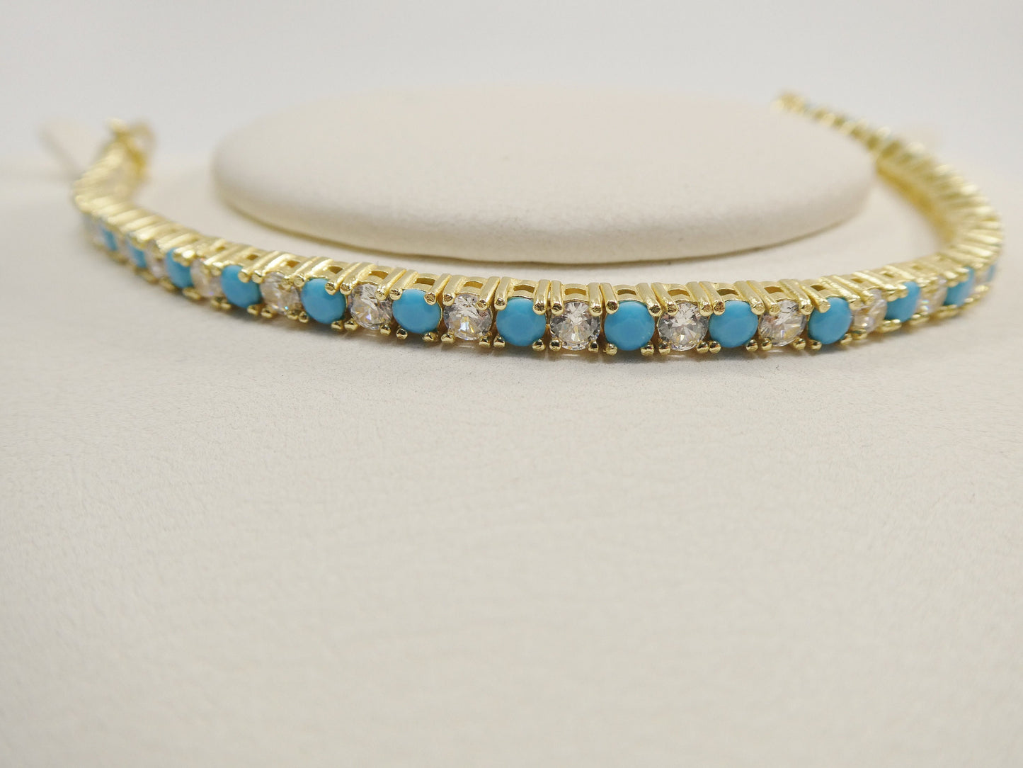 3mm 7 Inch turquois tennis bracelet real 925 sterling silver