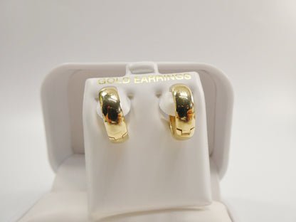 Real 10k Solid Yellow Gold 16 mm High Polish Large Plain Hoop Earrings