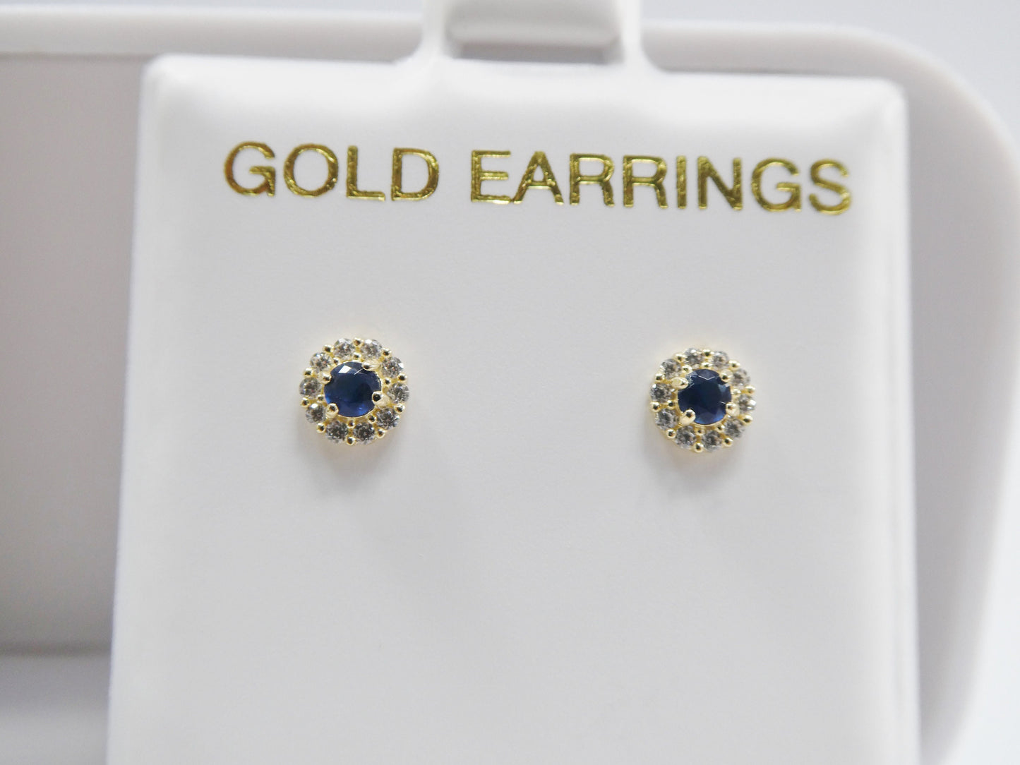 10k Real Solid Yellow Gold Screw Back Children Birth Stone Earrings Round Shape