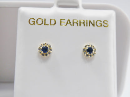 10k Real Solid Yellow Gold Screw Back Children Birth Stone Earrings Round Shape