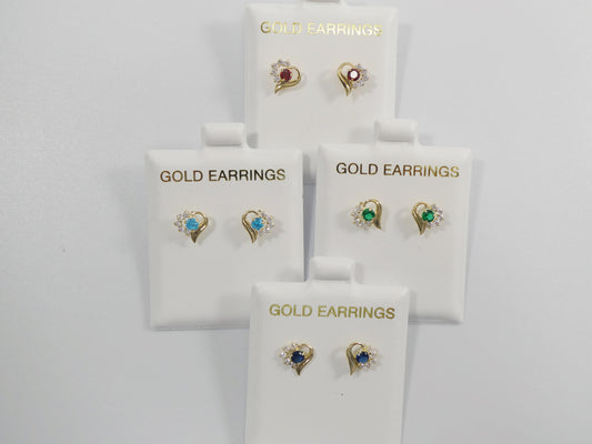 10k real solid yellow gold screw back children birthstone earrings heart shape