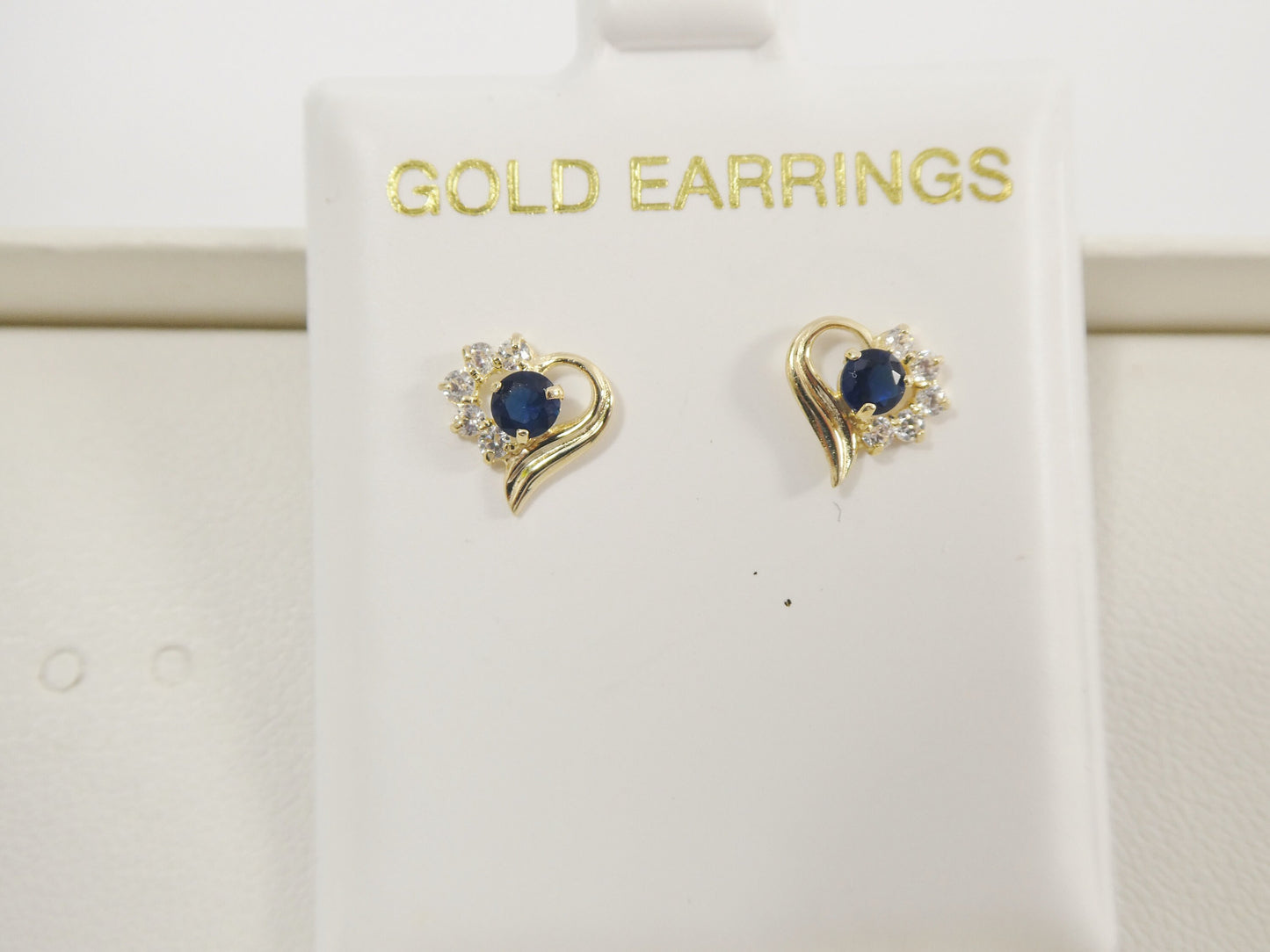 10k Real Solid Yellow Gold Screw Back Children Birthstone Earrings Heart Shape