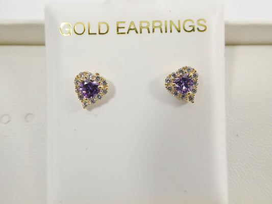 10k real solid yellow gold screw back children birth stone earrings heart shape