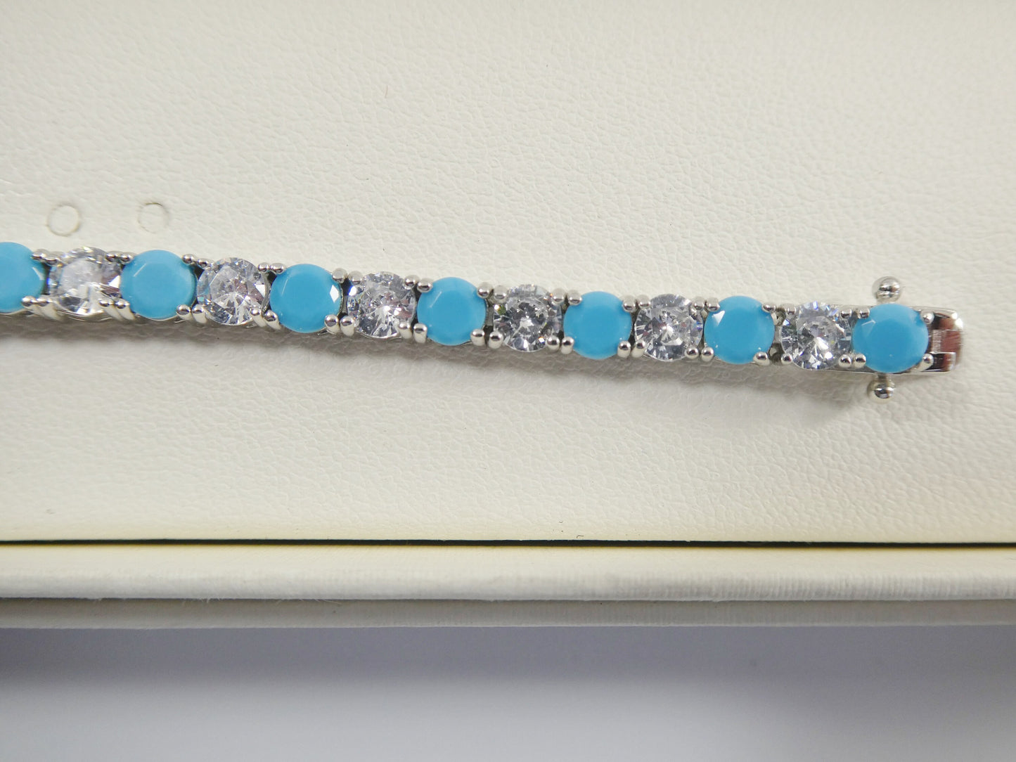 4mm 7 Inch Turquoise Tennis Bracelet Real 925 Sterling Silver