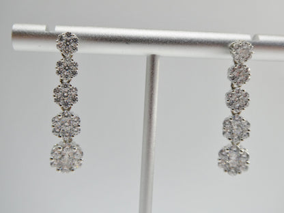 Real 925 Sterling Silver Micro Pave Setting 14k White Gold Color Finish Drop Earrings