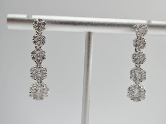 real 925 sterling silver micro pave setting 14k white gold color finish drop earrings