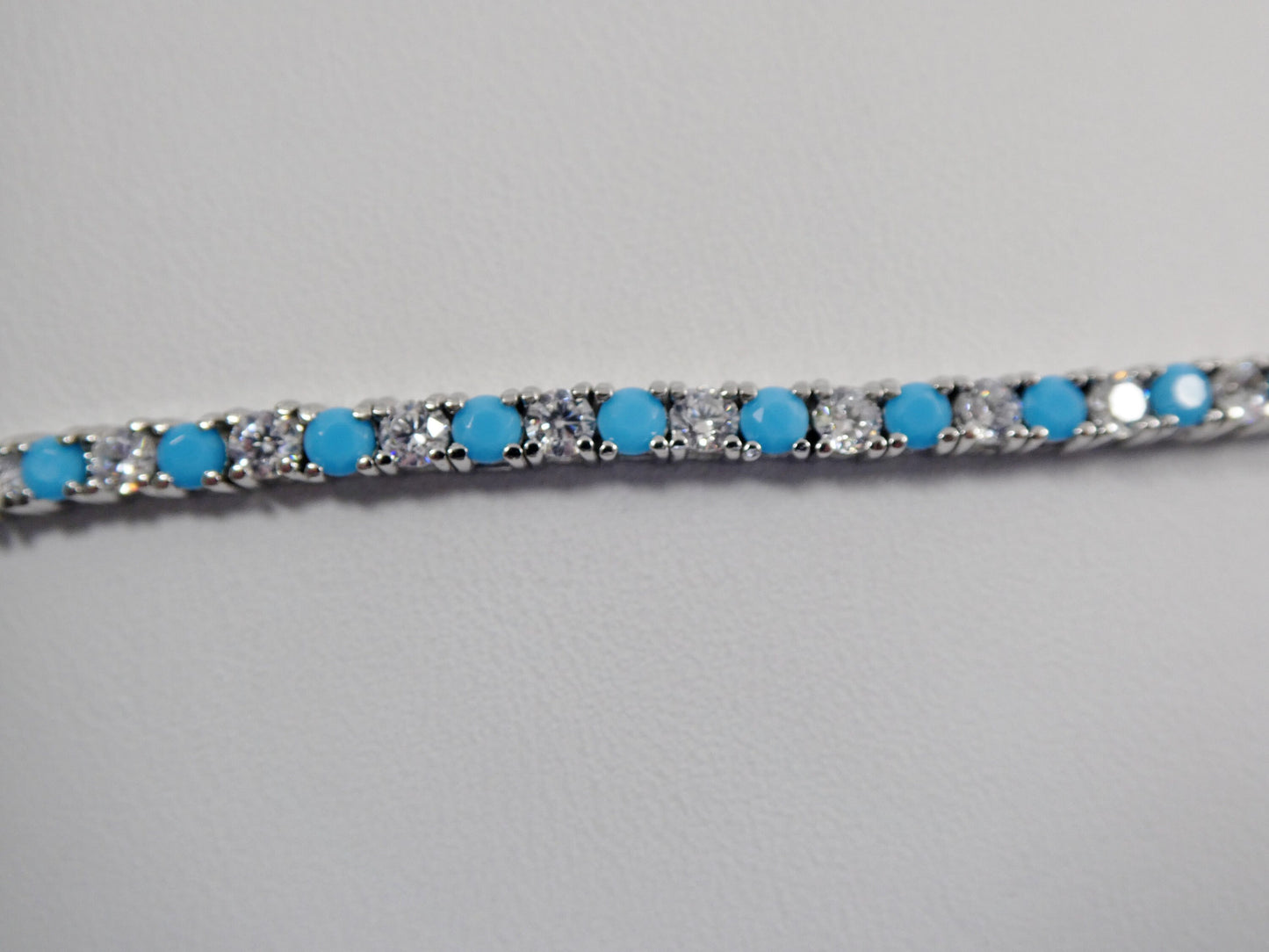 2.5mm 7 inch Turquoise Tennis Bracelet Real 925 Sterling Silver