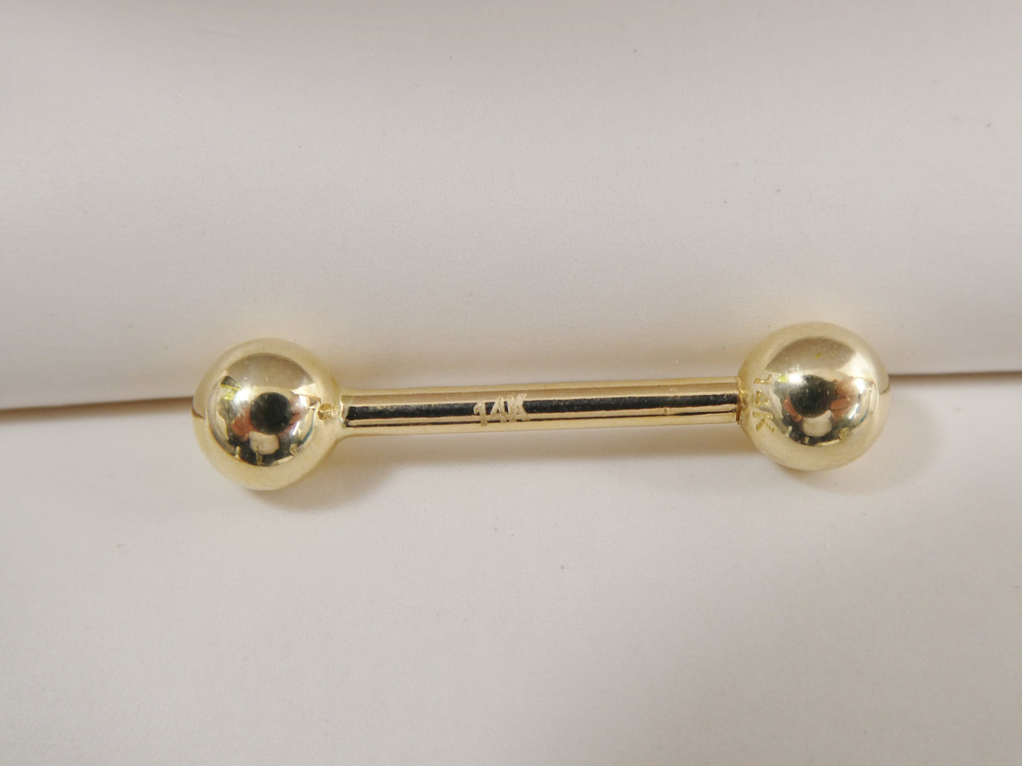 14k Real Solid Yellow Gold 13MM Straight Barbell Tongue Belly Button Ring Piercing