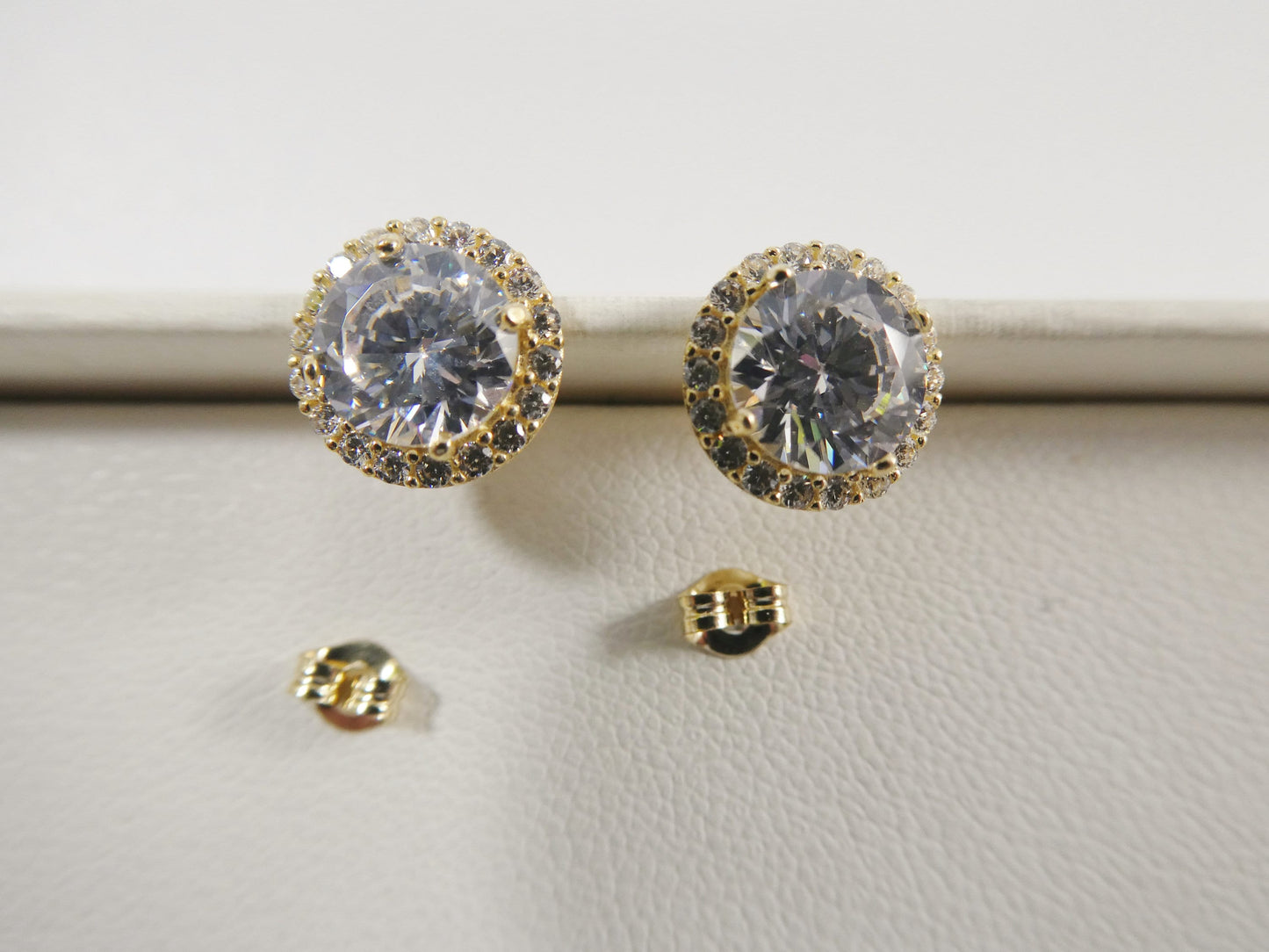 real 10k solid yellow gold push post circle stud earrings
