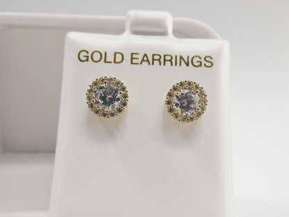 Real 10k Solid Yellow Gold Circle Push Post Stud Earrings