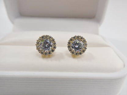 Real 10k Solid Yellow Gold Circle Push Post Stud Earrings