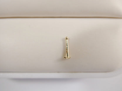 14k Real Solid Yellow Gold Heart Long Post Nose Ring