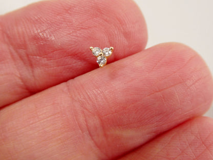 14k Real Solid Yellow Gold Triangle Long Stud Nose Rings