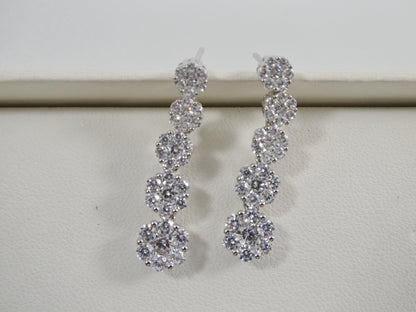 Real 925 Sterling Silver Micro Pave Setting 14k White Gold Color Finish Drop Earrings