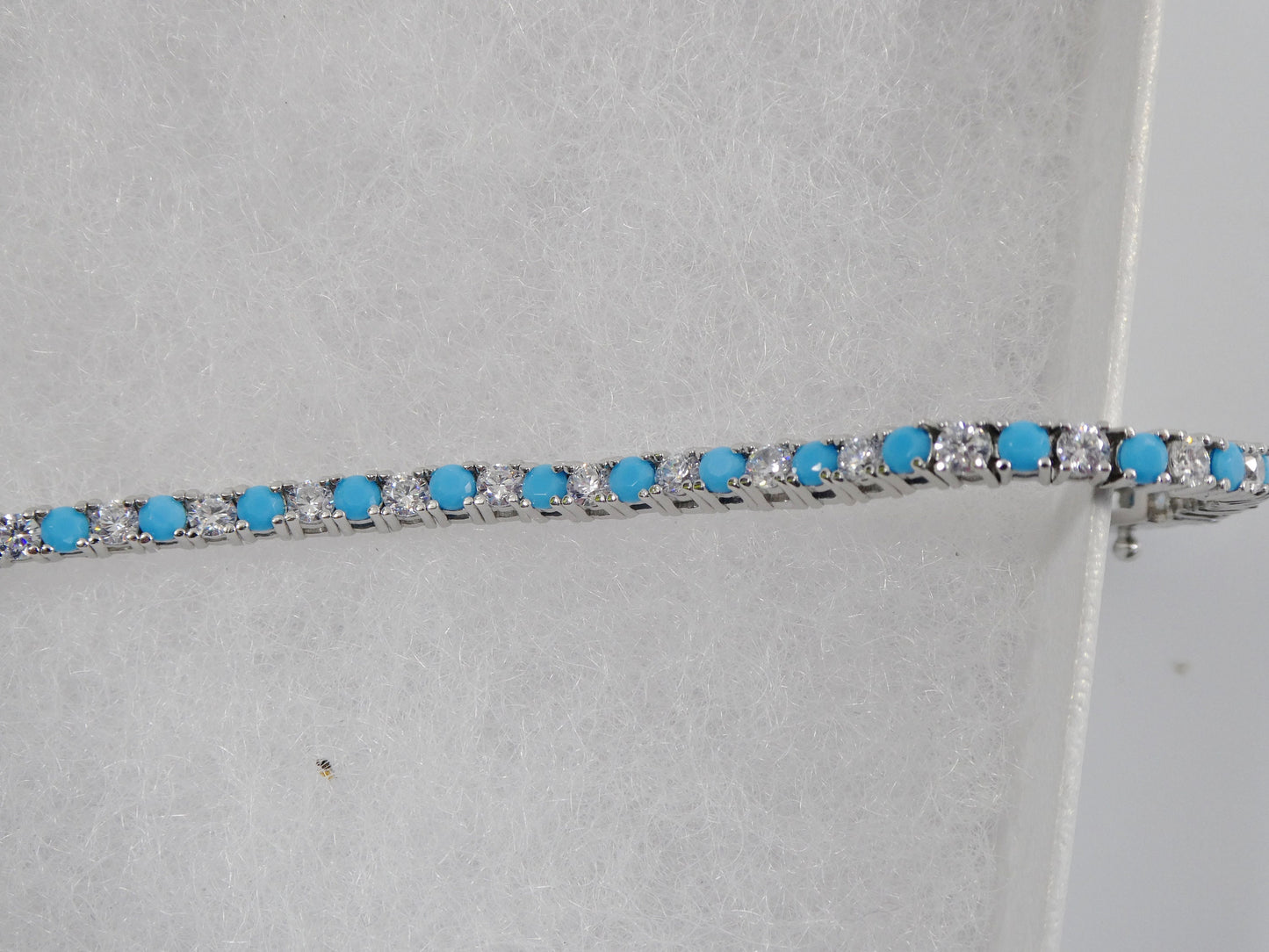 2.5mm 7 inch Turquoise Tennis Bracelet Real 925 Sterling Silver