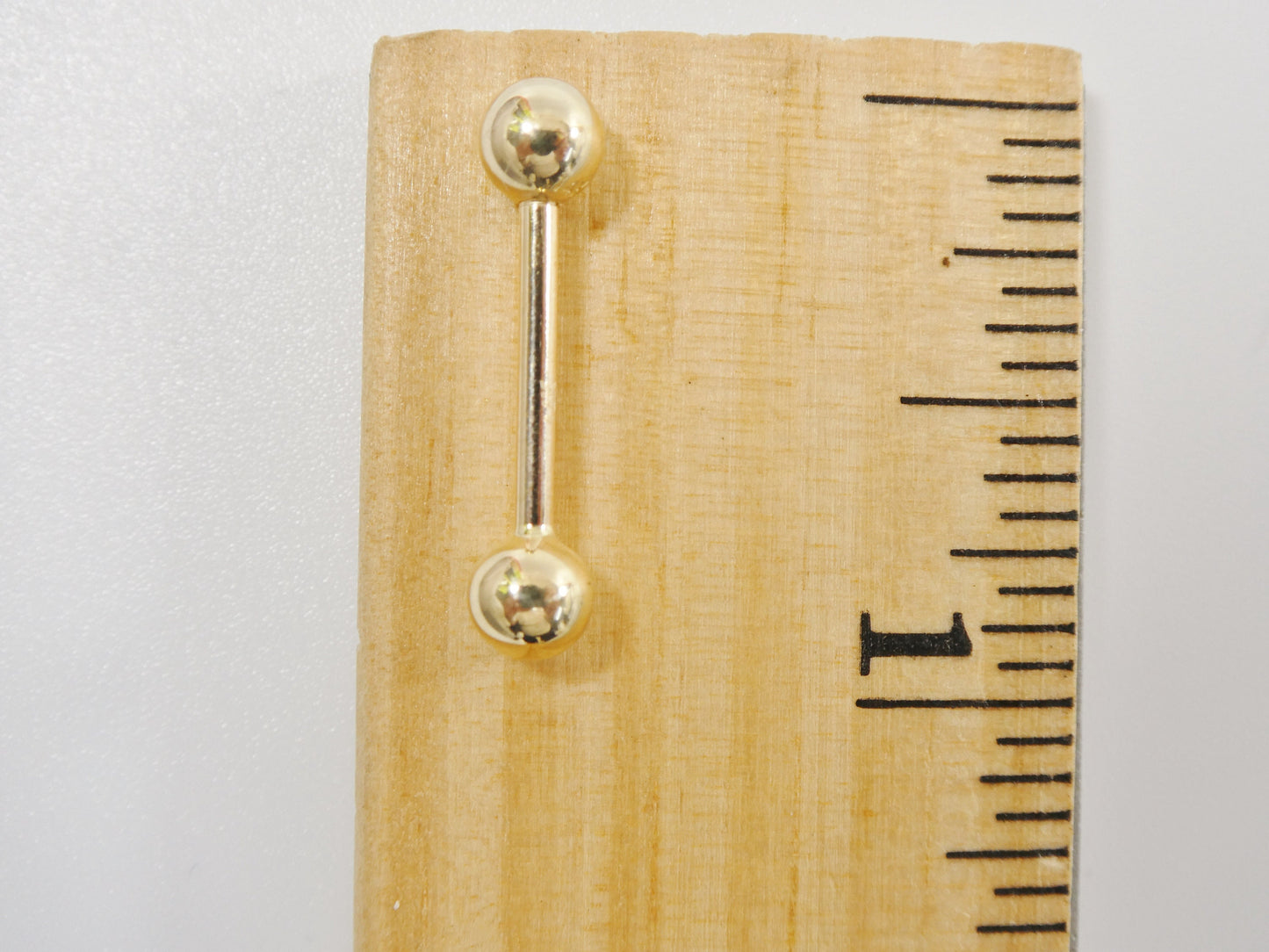 14k Real Solid Yellow Gold 13MM Straight Barbell Tongue Belly Button Ring Piercing