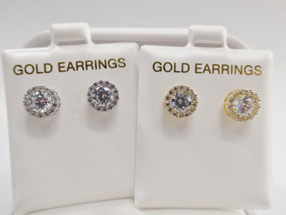 Real 10k Solid Yellow Gold Circle Push Post Stud Earrings