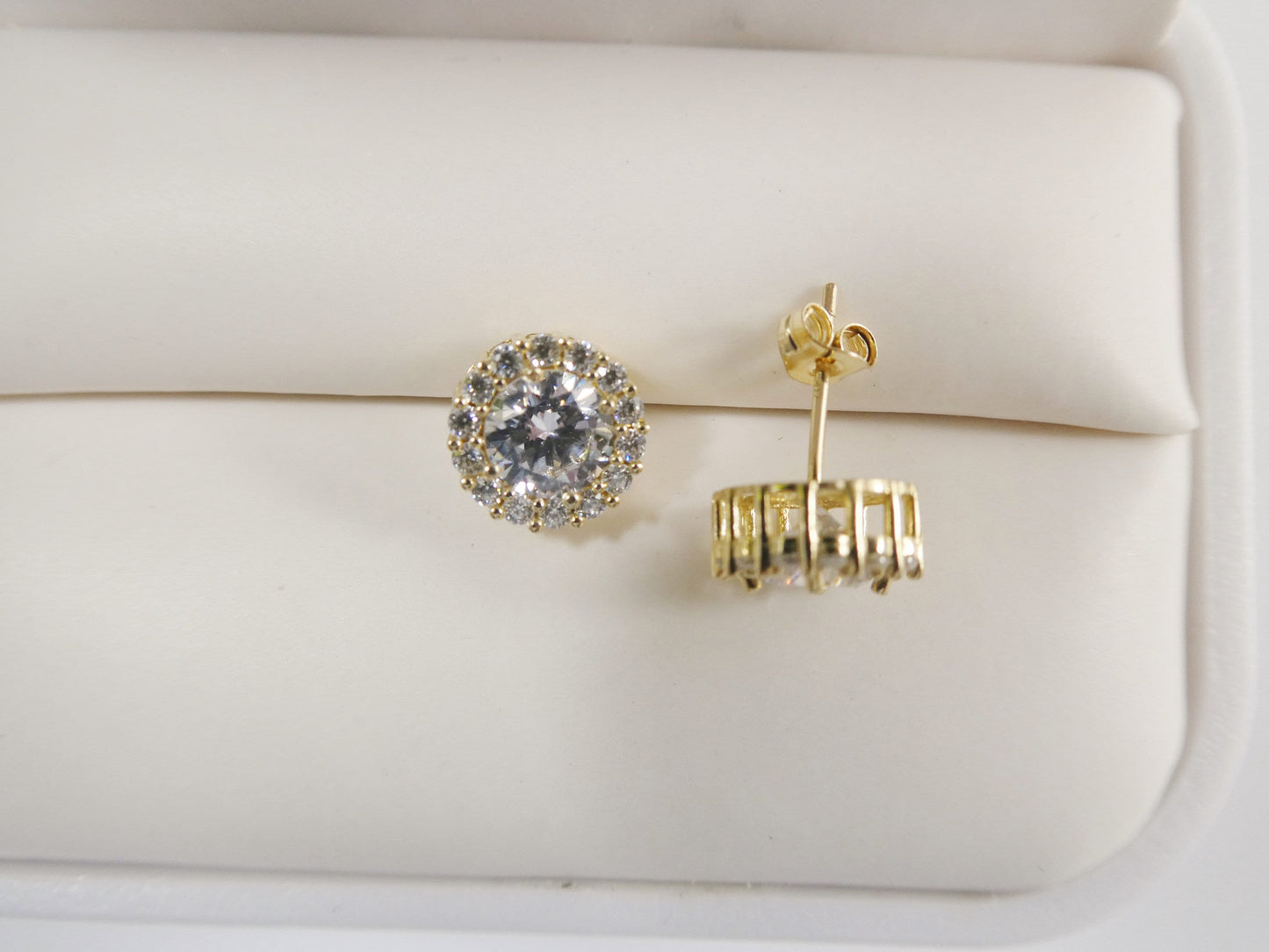 Real 10k Solid Yellow Gold Circle Push Post Stud Earrings