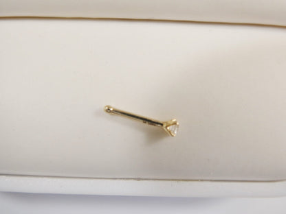 14k Real Solid Yellow Gold 2MM Long Post Nose Ring