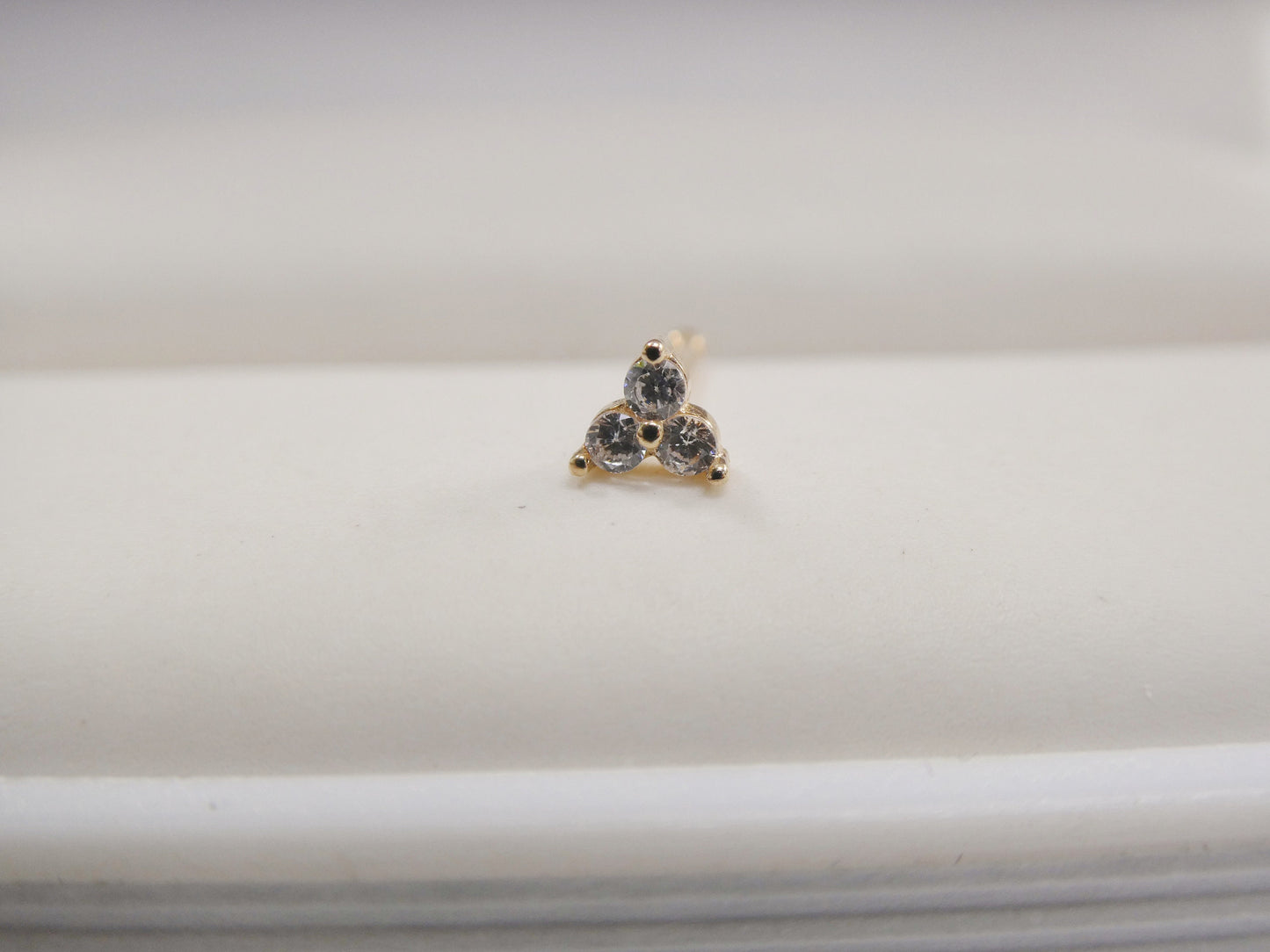 14k Real Solid Yellow Gold Triangle Long Stud Nose Rings