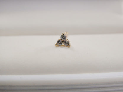 14k Real Solid Yellow Gold Triangle Long Stud Nose Rings