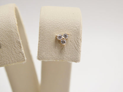 14k Real Solid Yellow Gold Triangle Long Stud Nose Rings