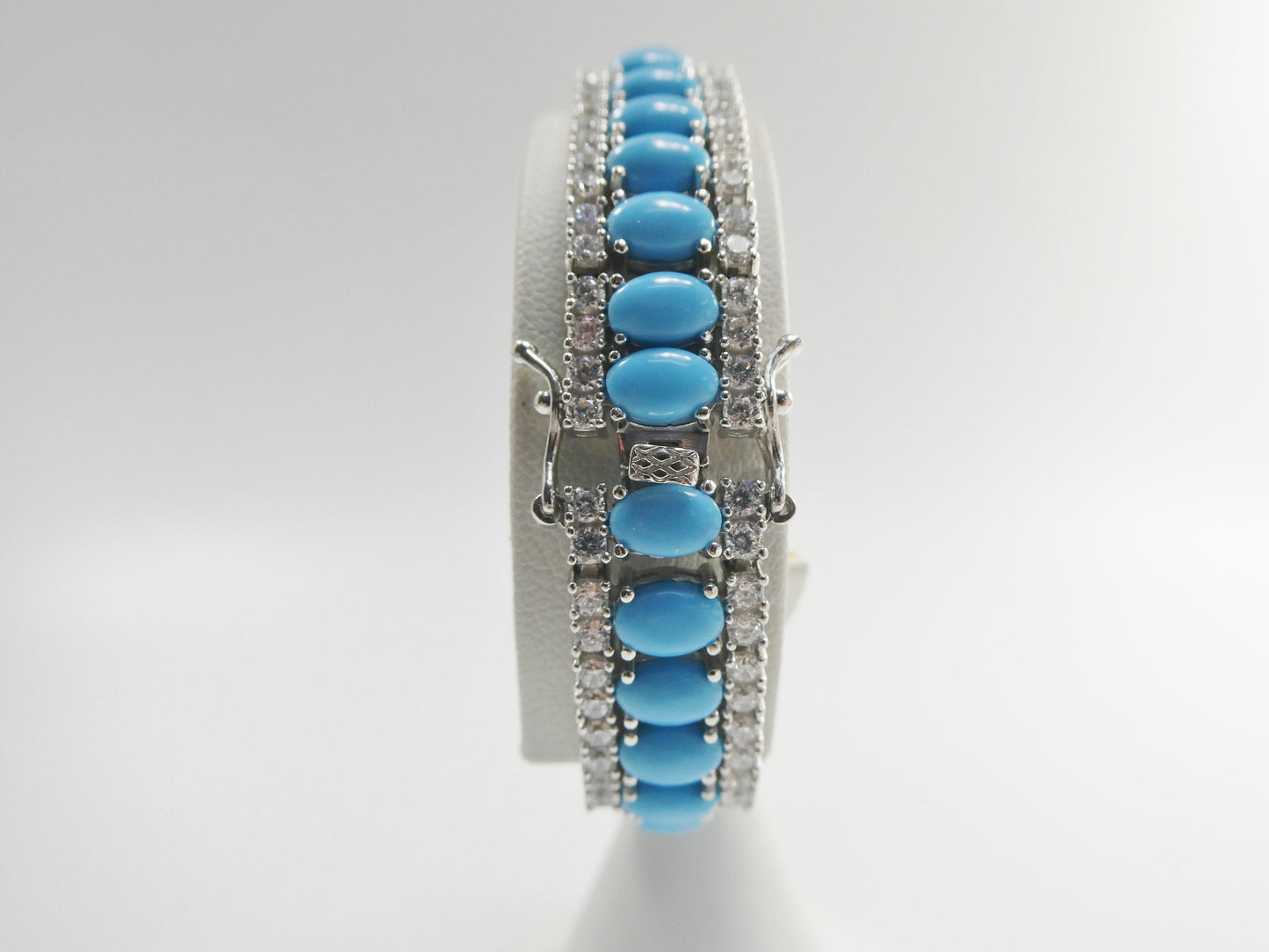 7/ 7.5 inch real 925 sterling silver turquoise tennis bracelet