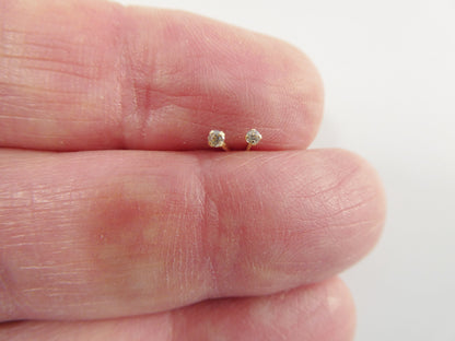 14k Real Solid Yellow Gold Push Post Pair Nose Earrings