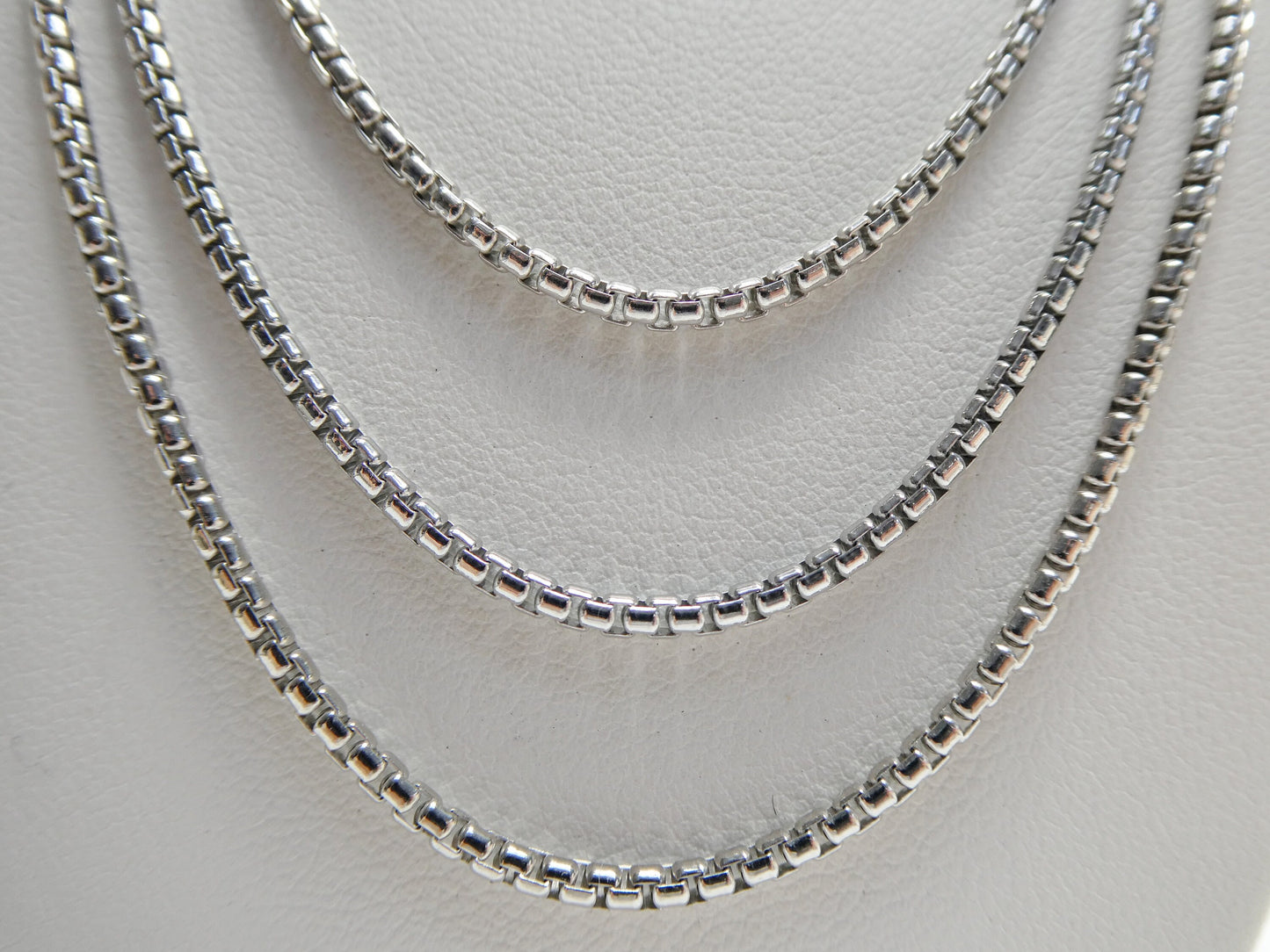 real 925 sterling silver round box chain 14k white gold tone finish