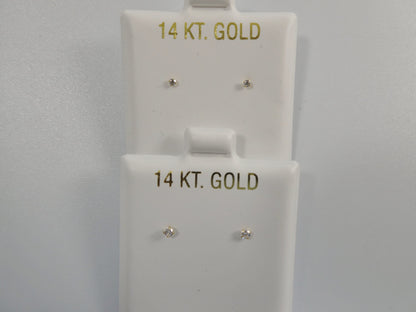 14k Real Solid Yellow Gold Push Post Pair Nose Earrings