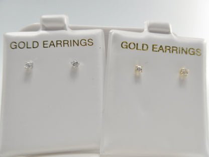 10k Real Solid Yellow Gold Push Post Pair 2MM Square Nose Earrings