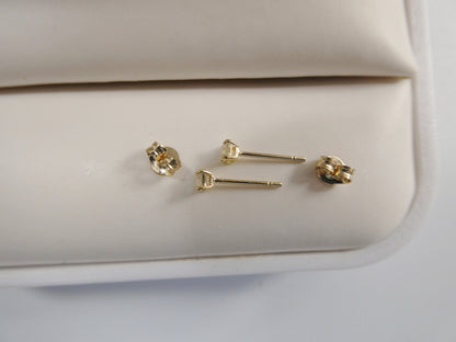 10k Real Solid Yellow Gold Push Post Pair 2MM Square Nose Earrings