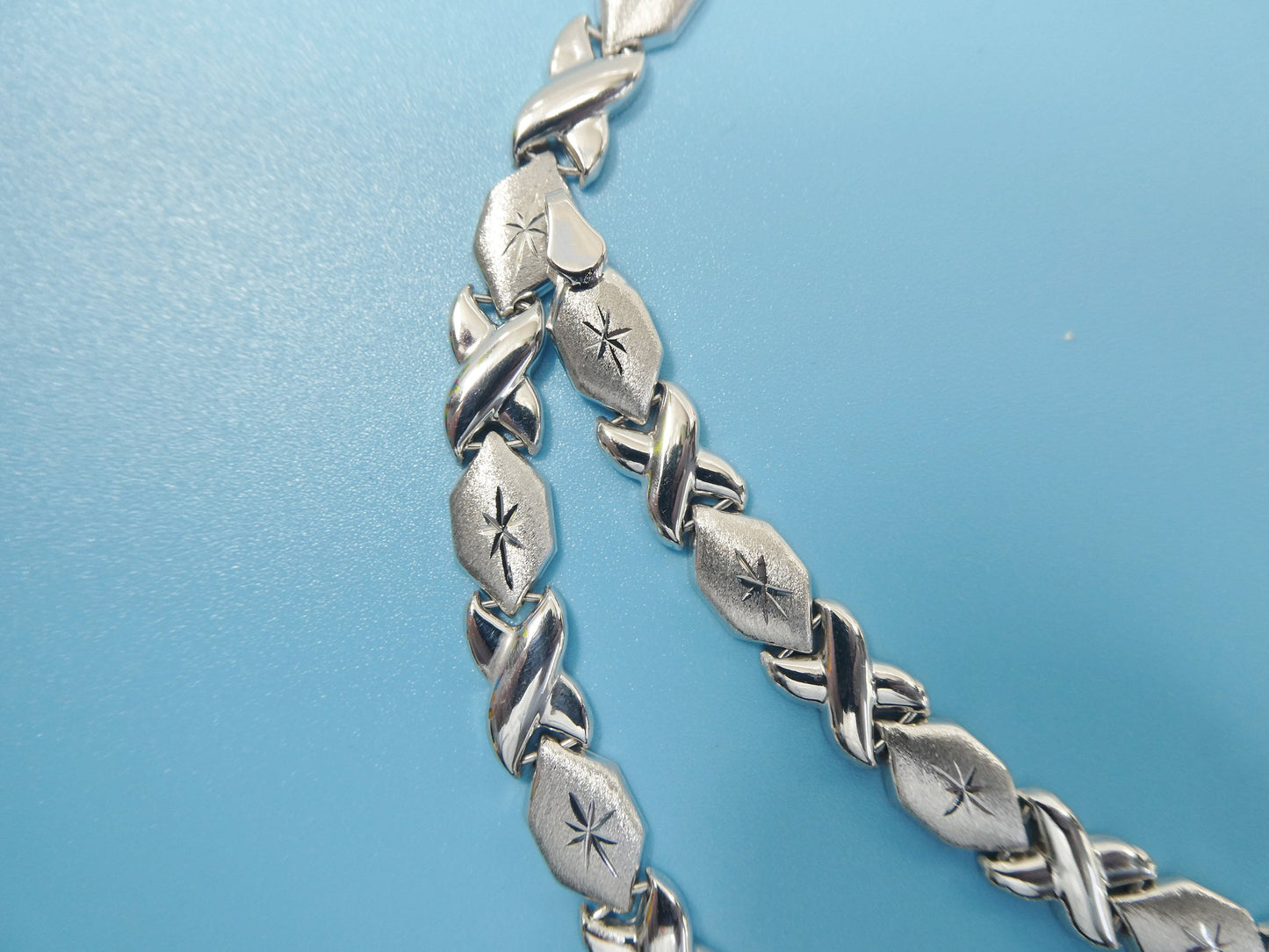Sterling Silver Double Heart Necklace Bracelet Set - White Gold Finish